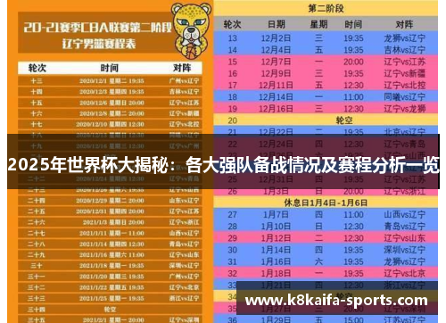 2025年世界杯大揭秘：各大强队备战情况及赛程分析一览